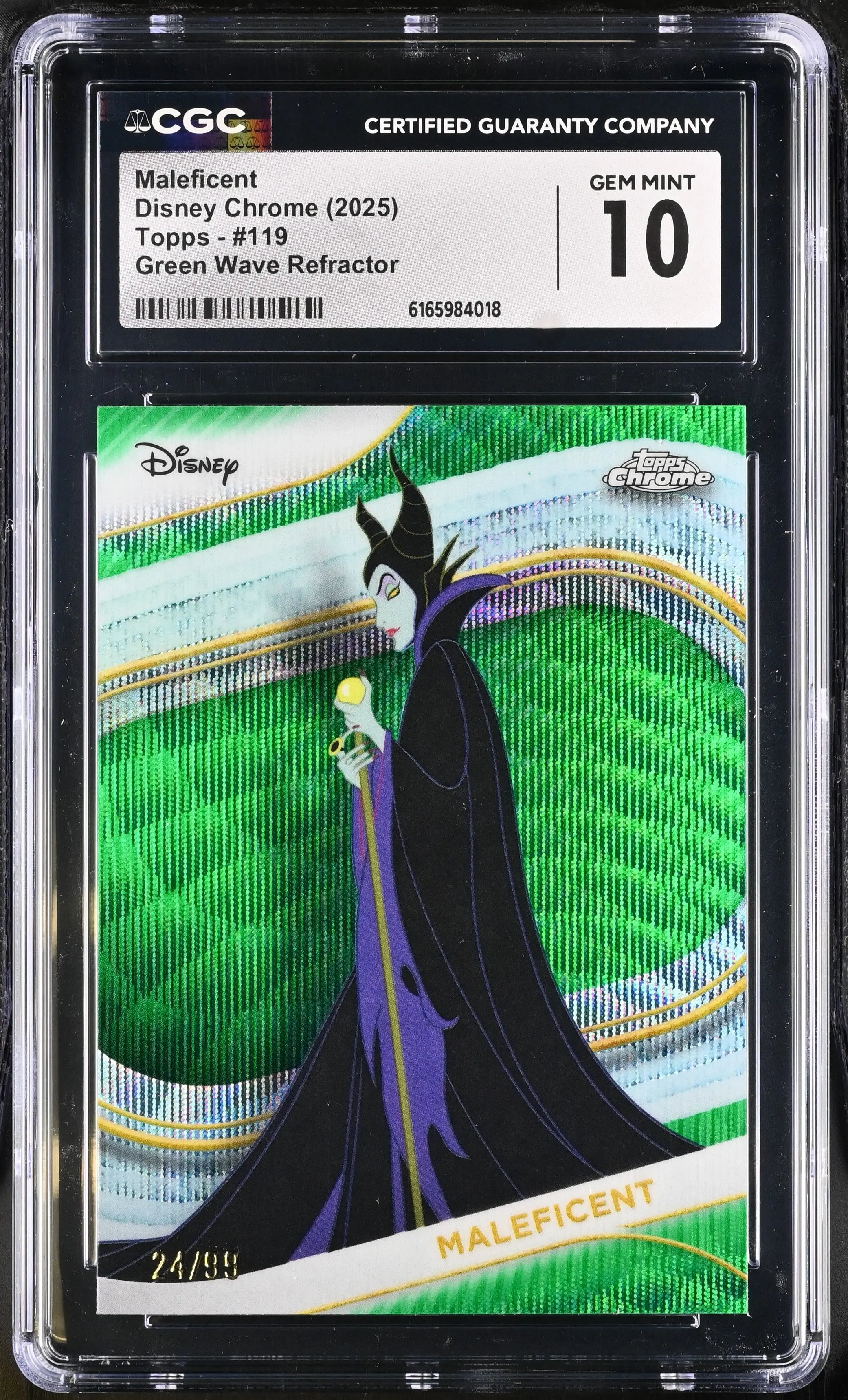 2025 Topps Chrome Disney Maleficent Green Wave Refractor /99 CGC 10 
