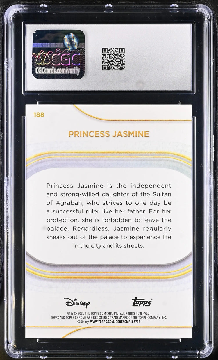2025 Topps Chrome Disney Princess Jasmine Gold Wave Refractor /50 CGC 9 