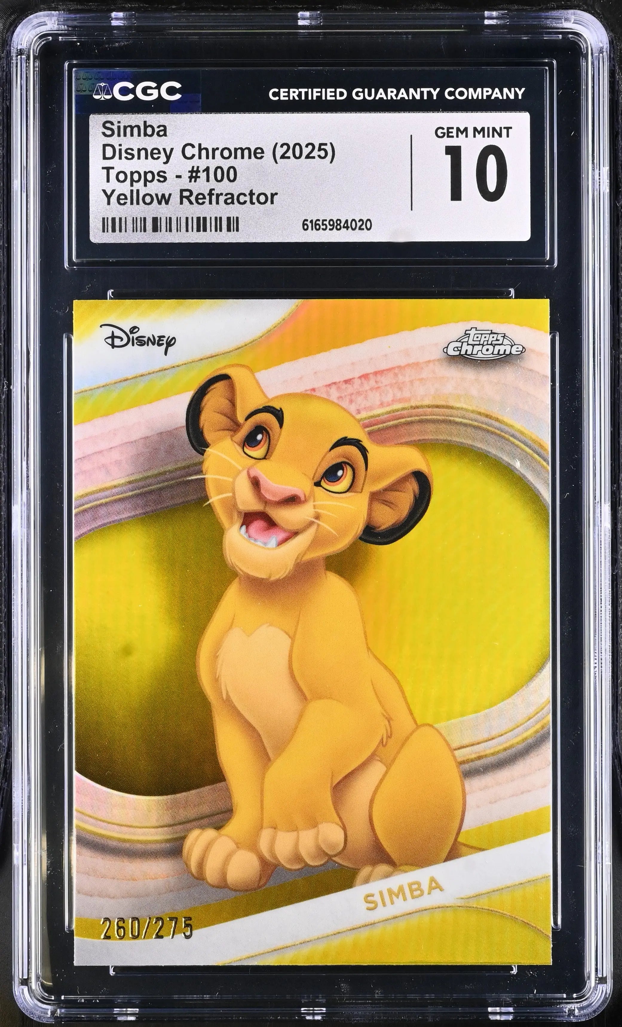 2025 Topps Chrome Disney Simba Yellow Refractor /275 CGC 10 