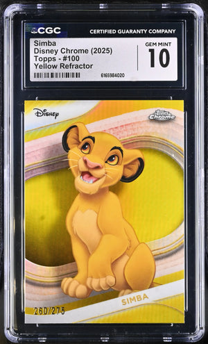 2025 Topps Chrome Disney Simba Yellow Refractor /275 CGC 10 