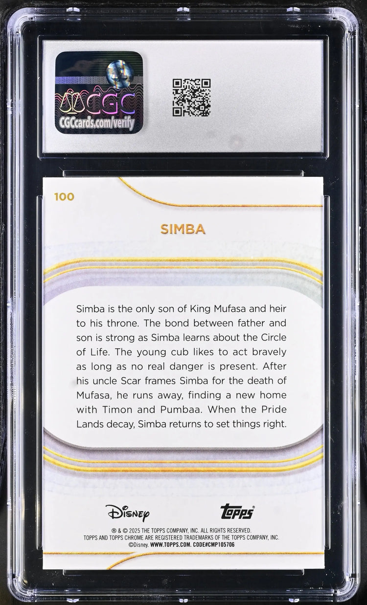 2025 Topps Chrome Disney Simba Yellow Refractor /275 CGC 10 