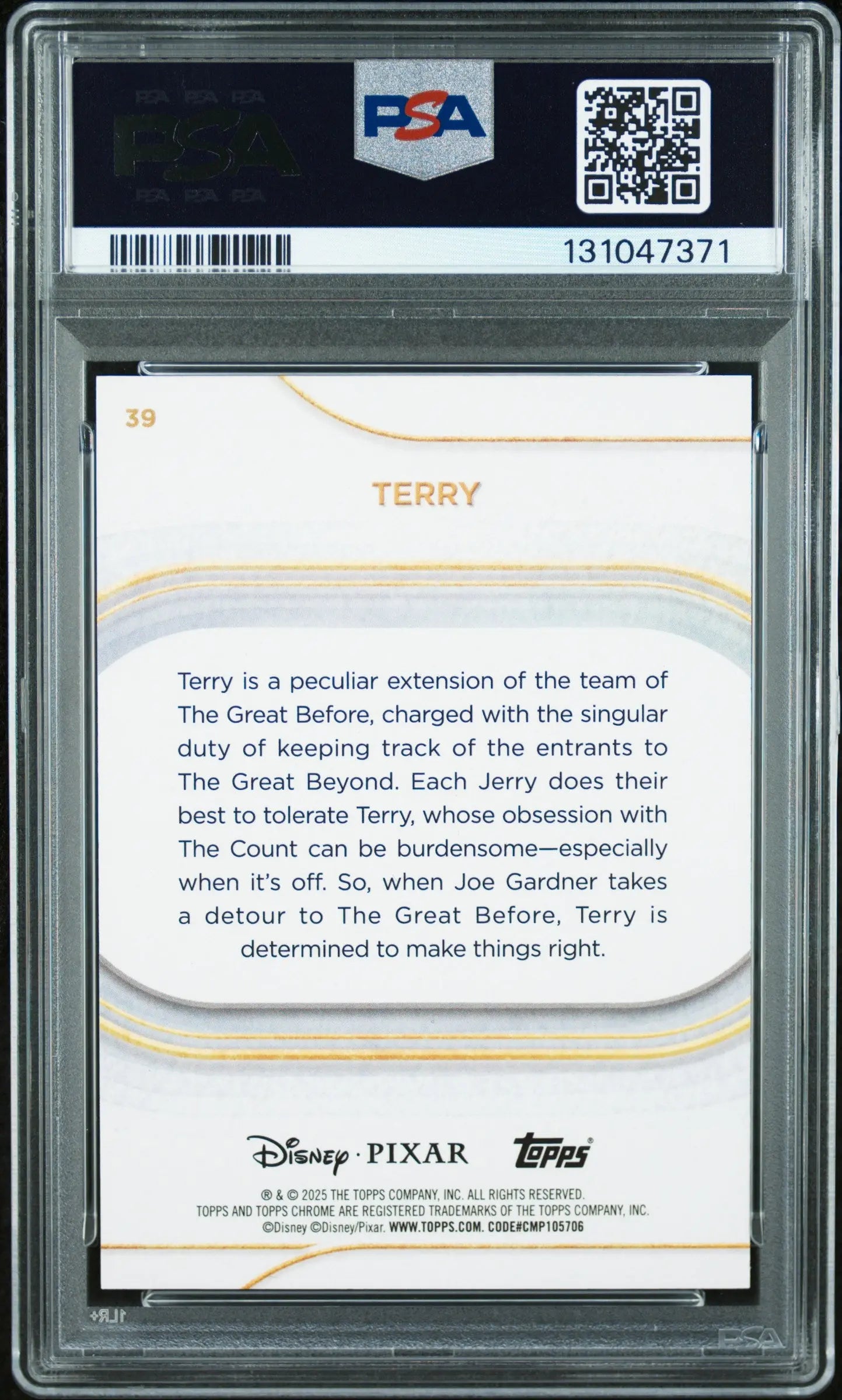 2025 Topps Chrome Disney Terry Black Refractor /10 PSA 10 