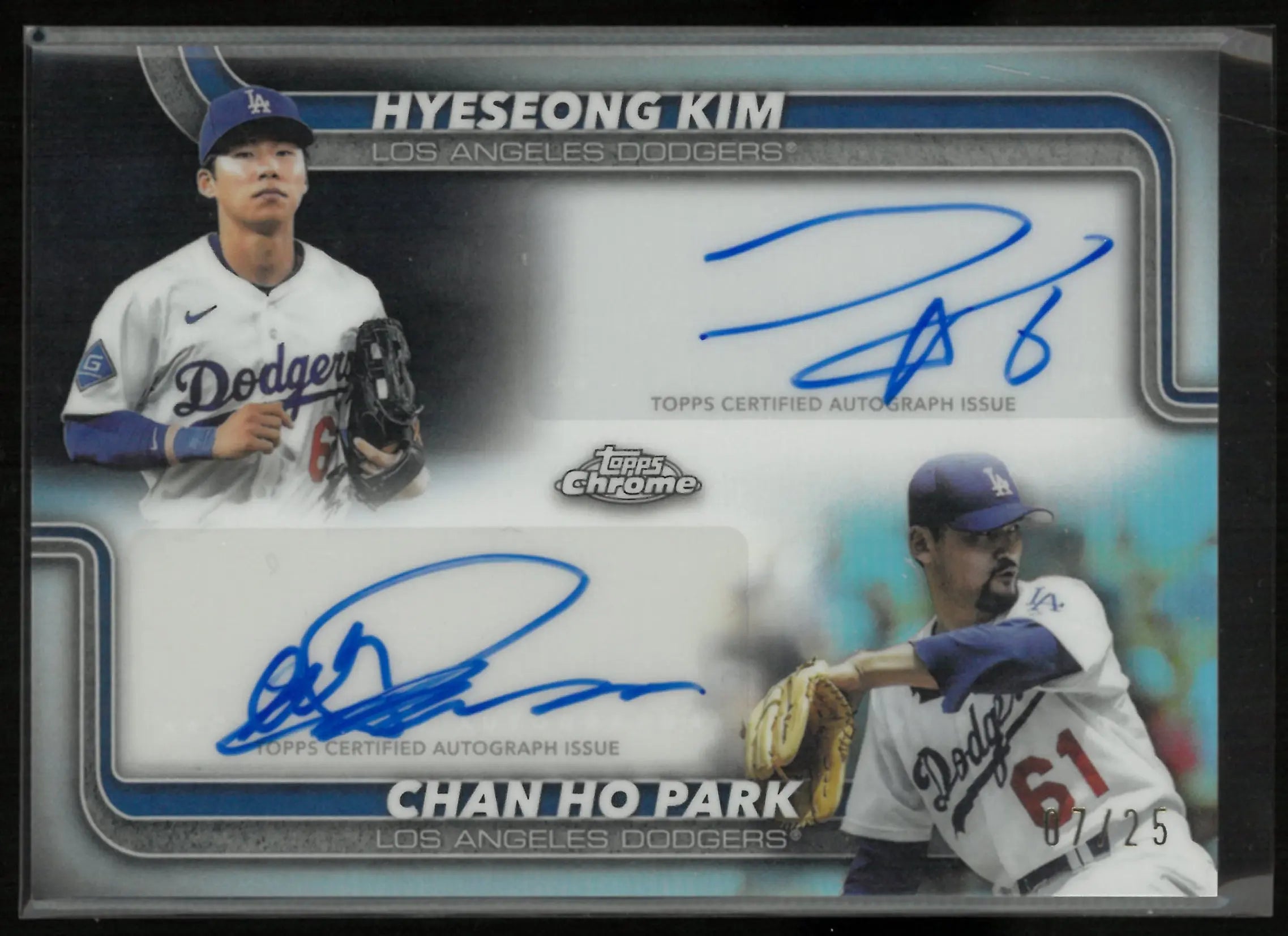 2025 Topps Chrome Dual Autograph Hyeseong Kim/Chan Ho Park Auto /25 