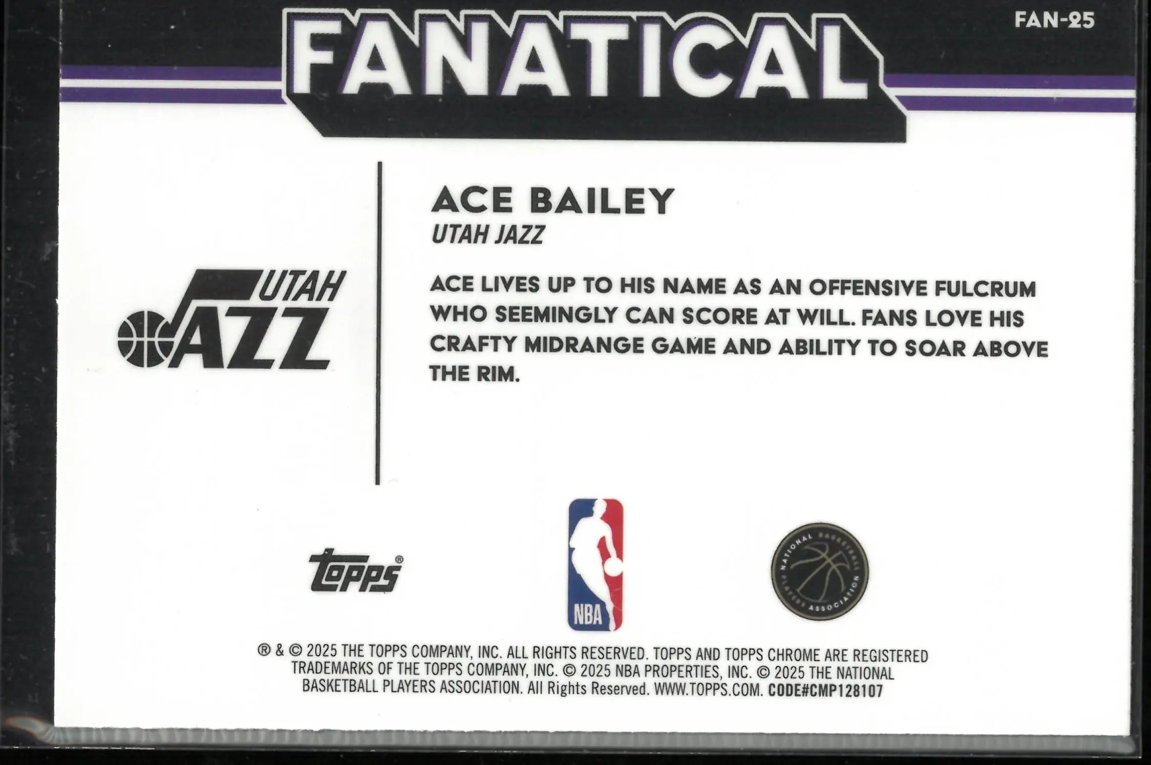 2025 Topps Chrome Fanatical Rookie Ace Bailey RC 