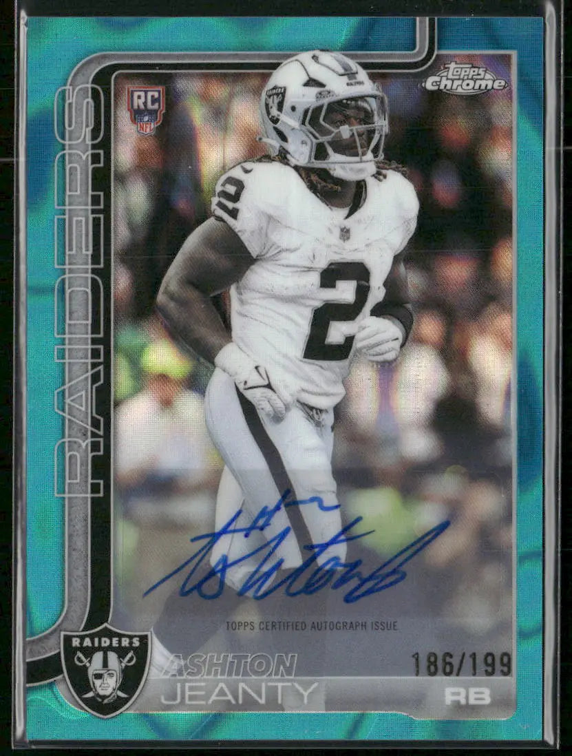 2025 Topps Chrome Football Aqua Rookie Auto Variation Ashton Jeanty /199 