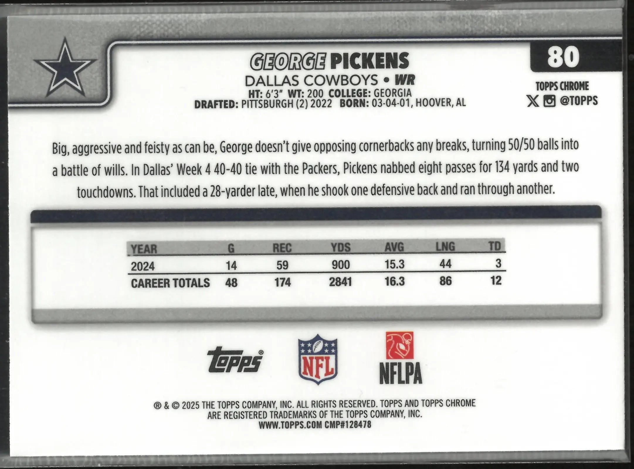 2025 Topps Chrome Football Camo George Pickens 