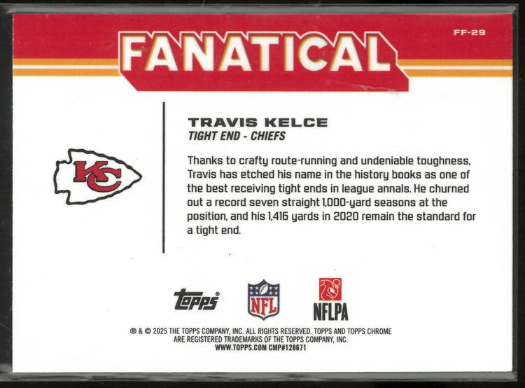 2025 Topps Chrome Football Fanatical Travis Kelce 