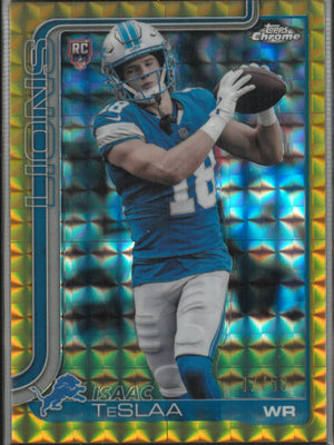 2025 Topps Chrome Football Gold Geometric Refractor Rookie Isaac Teslaa /50 
