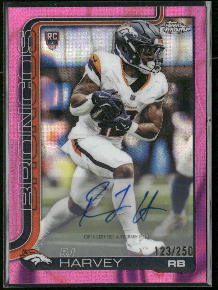 2025 Topps Chrome Football Pink Rookie Auto Variation RJ Harvey /250 