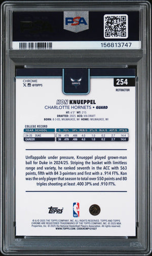 2025 Topps Chrome Kon Knueppel RC Rookie Refractor PSA 10 
