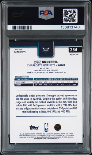 2025 Topps Chrome Kon Knueppel RC Rookie Refractor PSA 10 