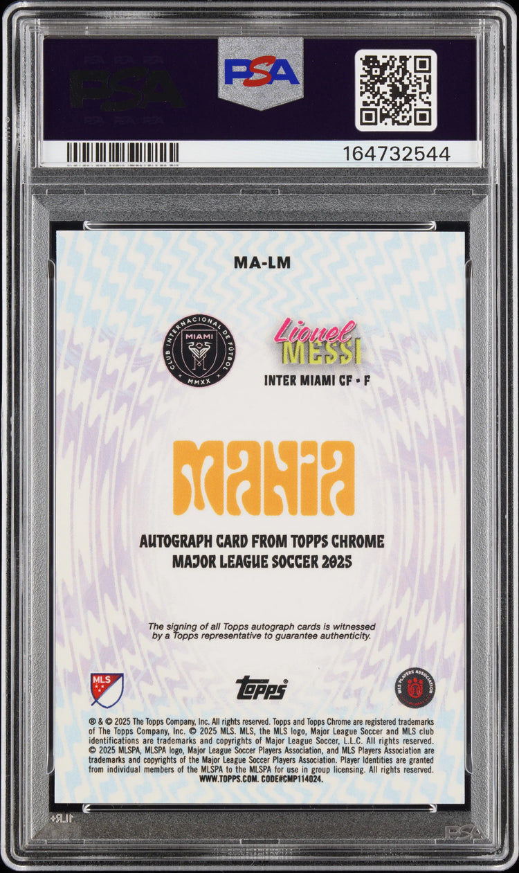 2025 Topps Chrome MLS Mania Autographs Lionel Messi Auto /15 PSA 10 