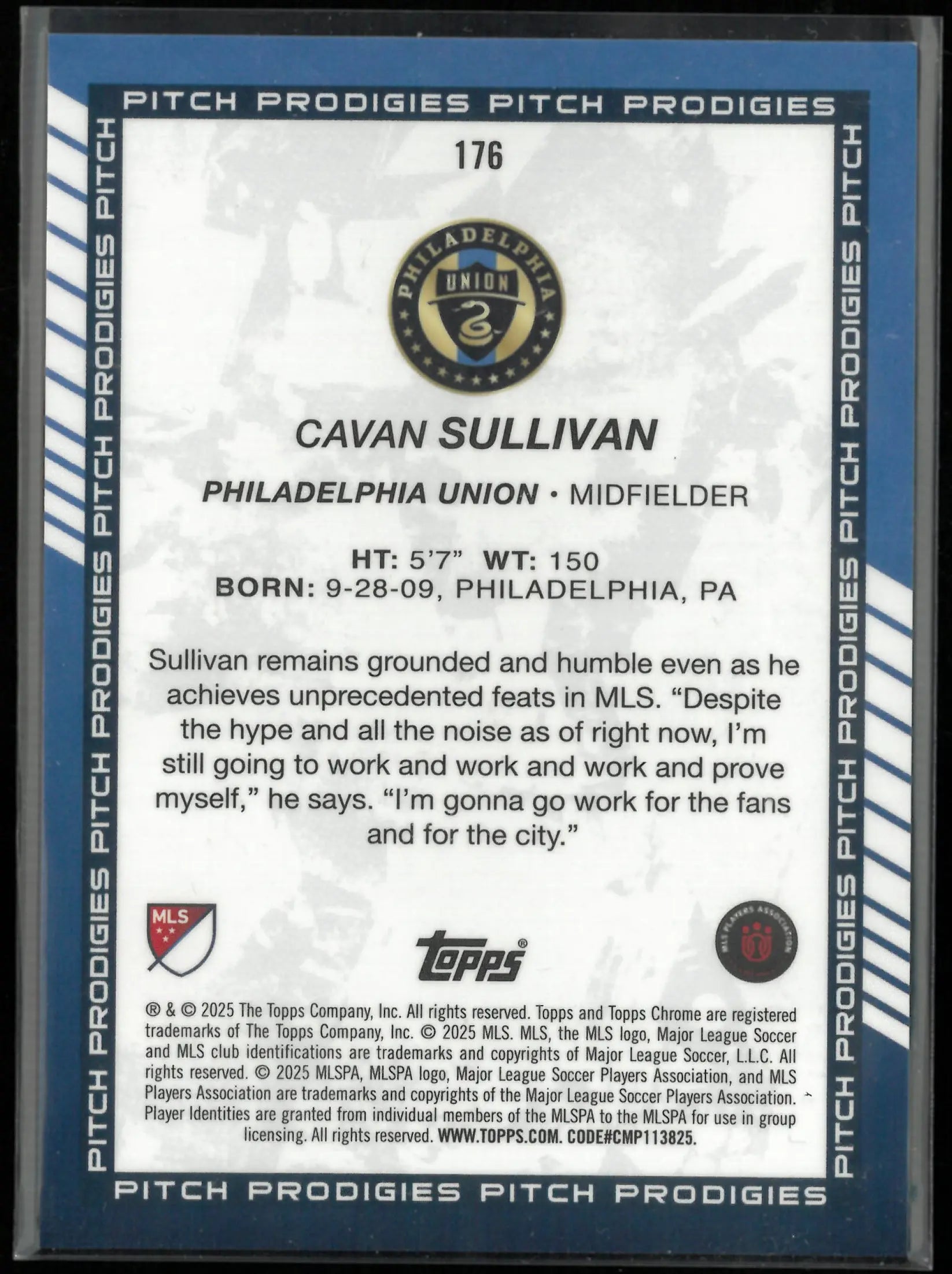 2025 Topps Chrome MLS Pitch Prodigies Cavan Sullivan RC Rookie Orange /25 