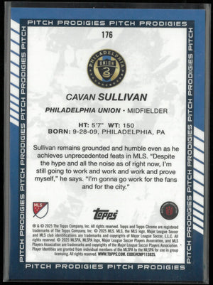 2025 Topps Chrome MLS Pitch Prodigies Cavan Sullivan RC Rookie Orange /25 