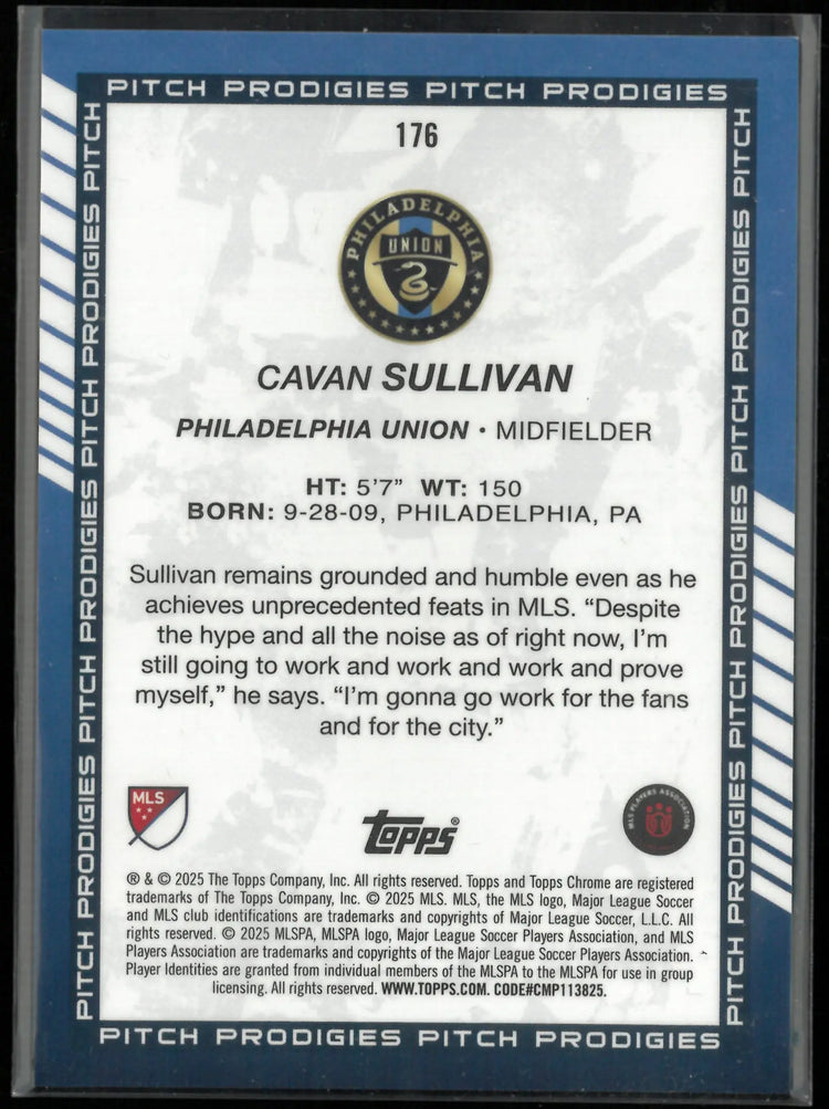 2025 Topps Chrome MLS Pitch Prodigies Cavan Sullivan RC Rookie Orange /25 