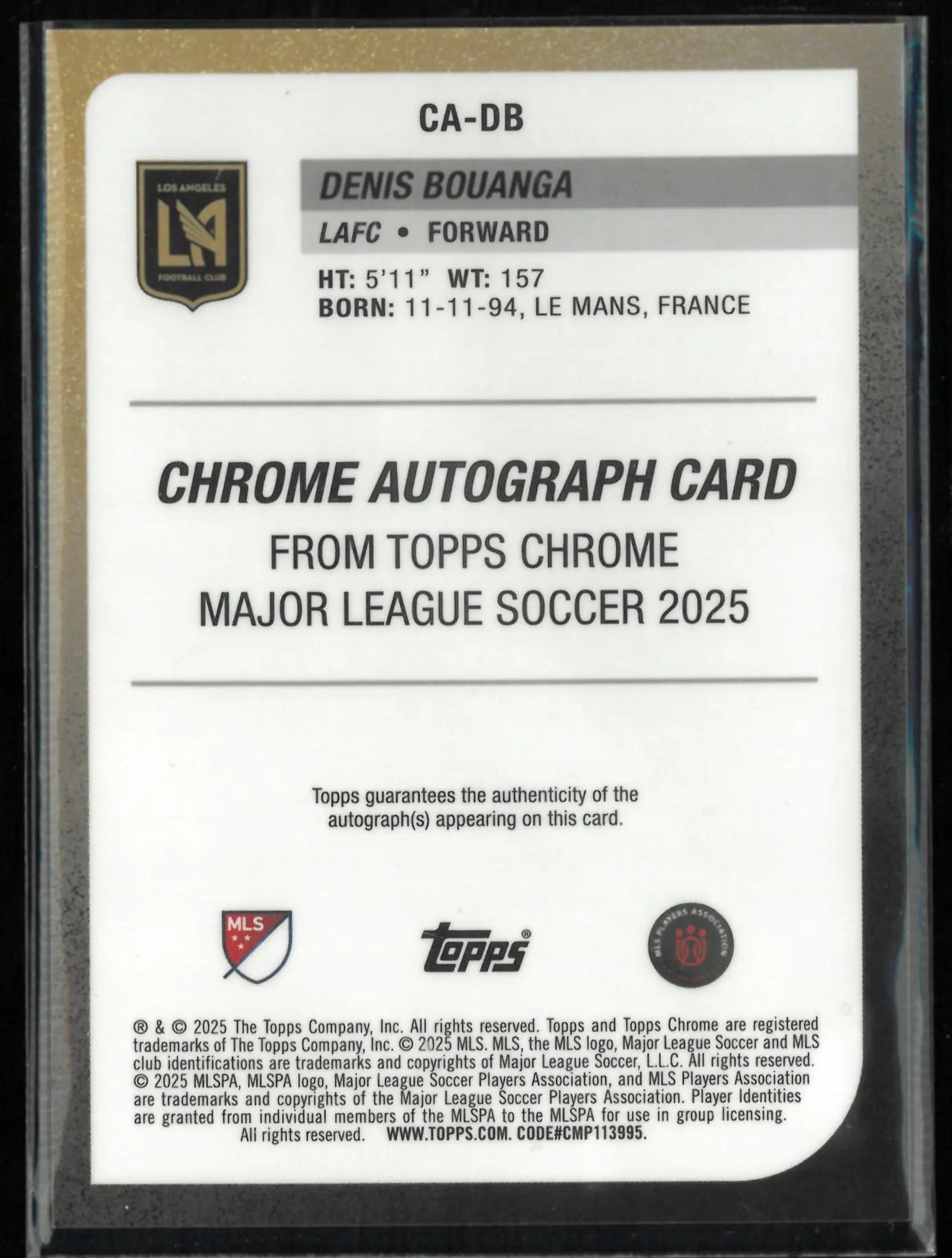 2025 Topps Chrome Major League Soccer Chrome Autograph Denis Bouanga Red /5 