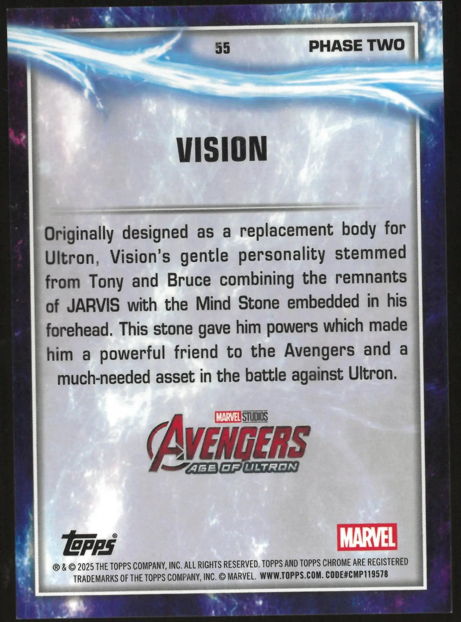 2025 Topps Chrome Marvel Avengers Phase Two Vision /10 