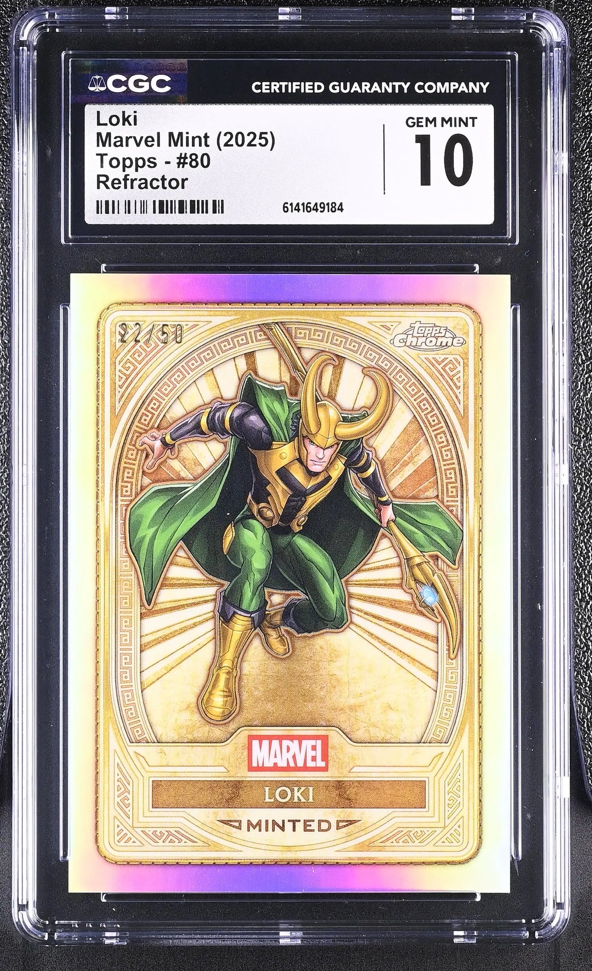 2025 Topps Chrome Marvel Mint Loki Refractor CGC 10 
