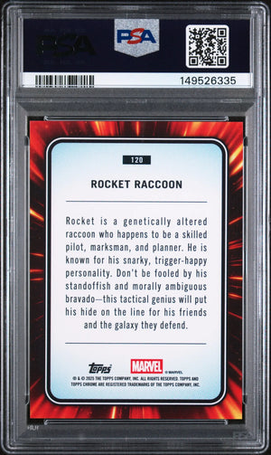 2025 Topps Chrome Marvel Rocket Raccoon #120 Spider Web Refractor /399 PSA 10 