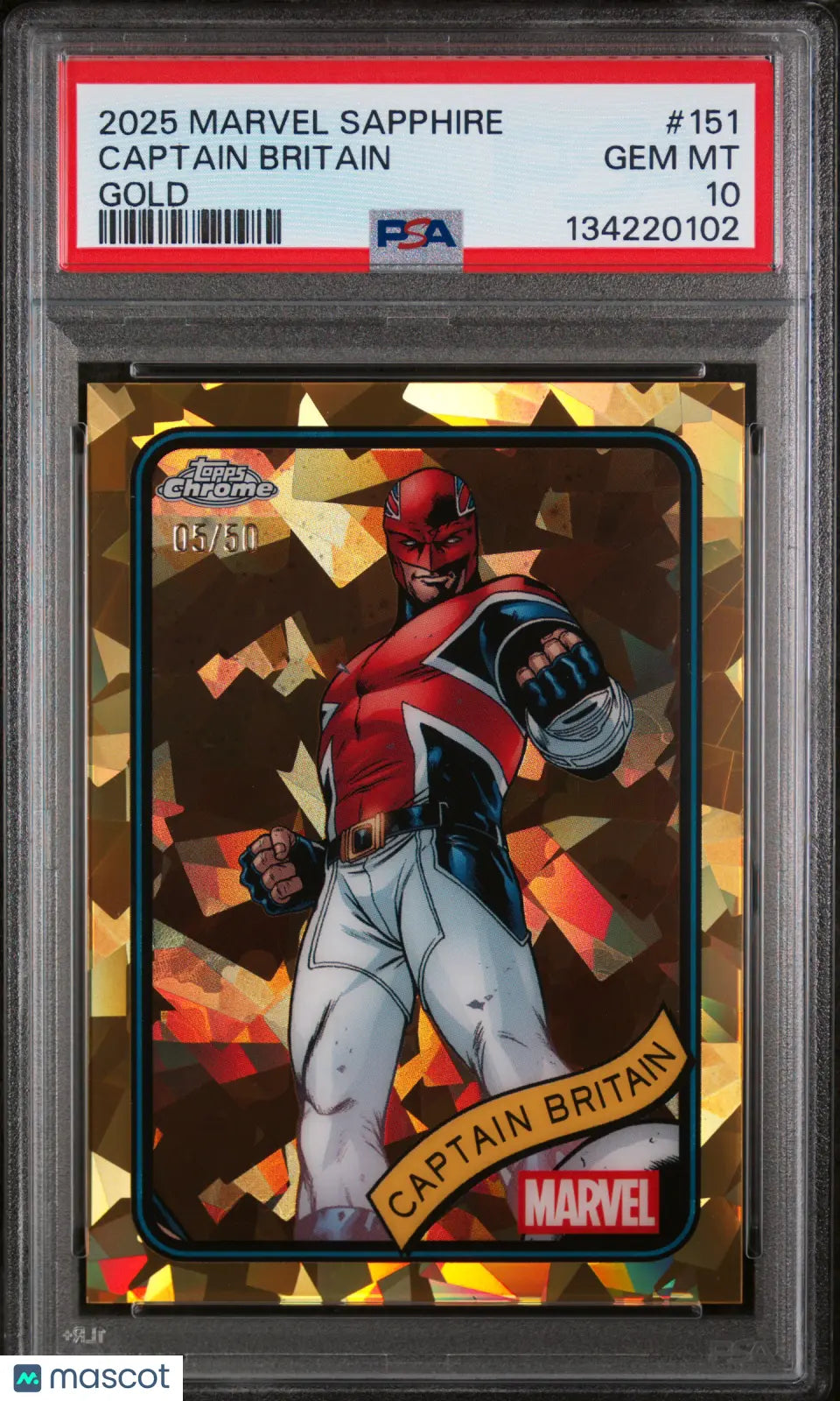 2025 Topps Chrome Marvel Sapphire Edition Captain Britain #151 PSA 10 