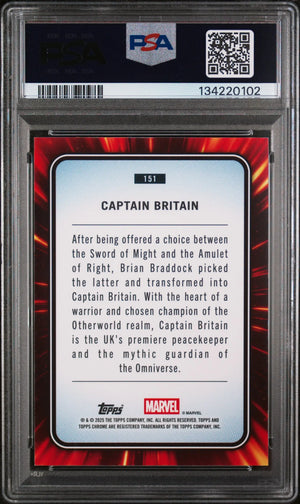 2025 Topps Chrome Marvel Sapphire Edition Captain Britain #151 PSA 10 