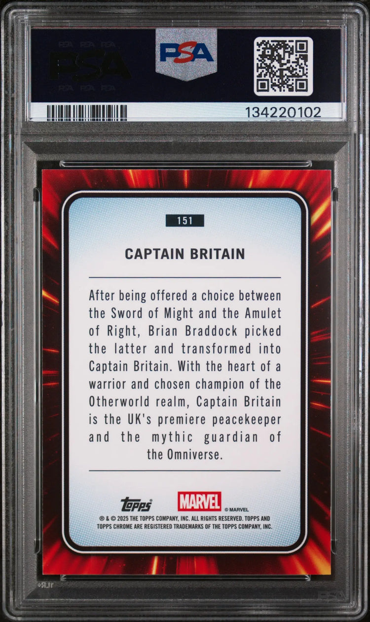 2025 Topps Chrome Marvel Sapphire Edition Captain Britain #151 PSA 10 