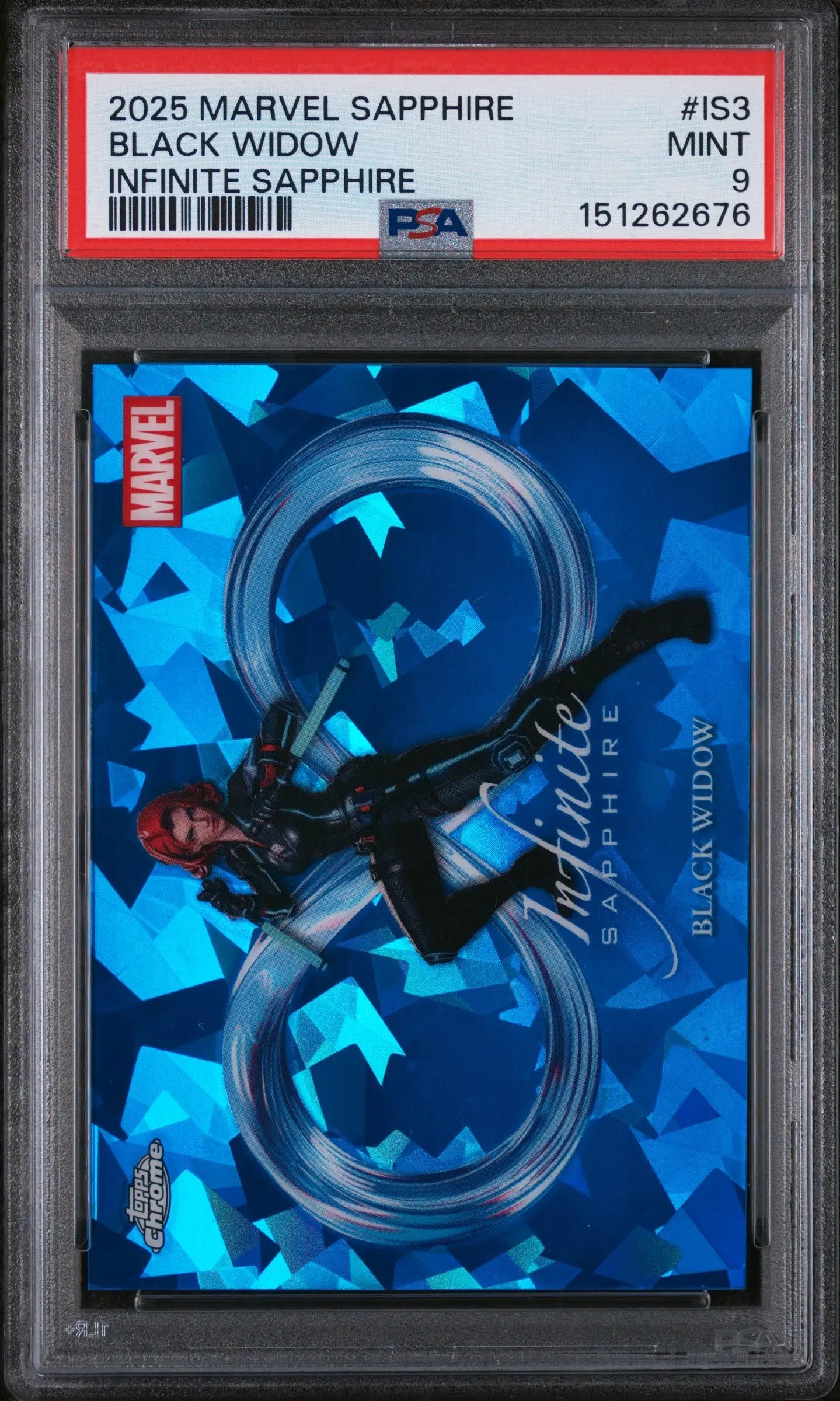 2025 Topps Chrome Marvel Sapphire Edition Infinite Sapphire Black Widow PSA 9 