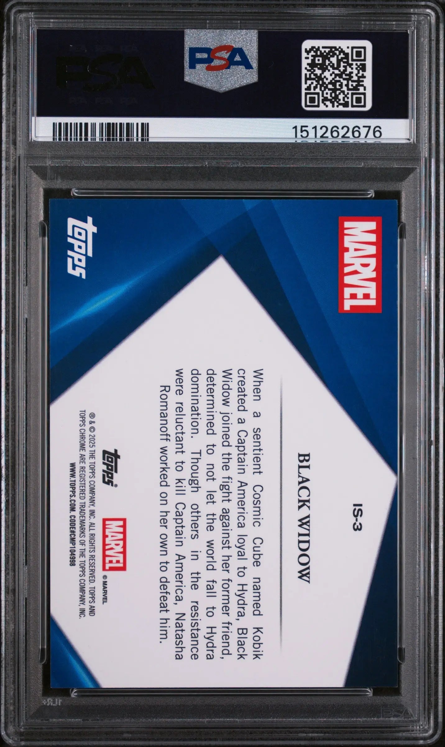 2025 Topps Chrome Marvel Sapphire Edition Infinite Sapphire Black Widow PSA 9 