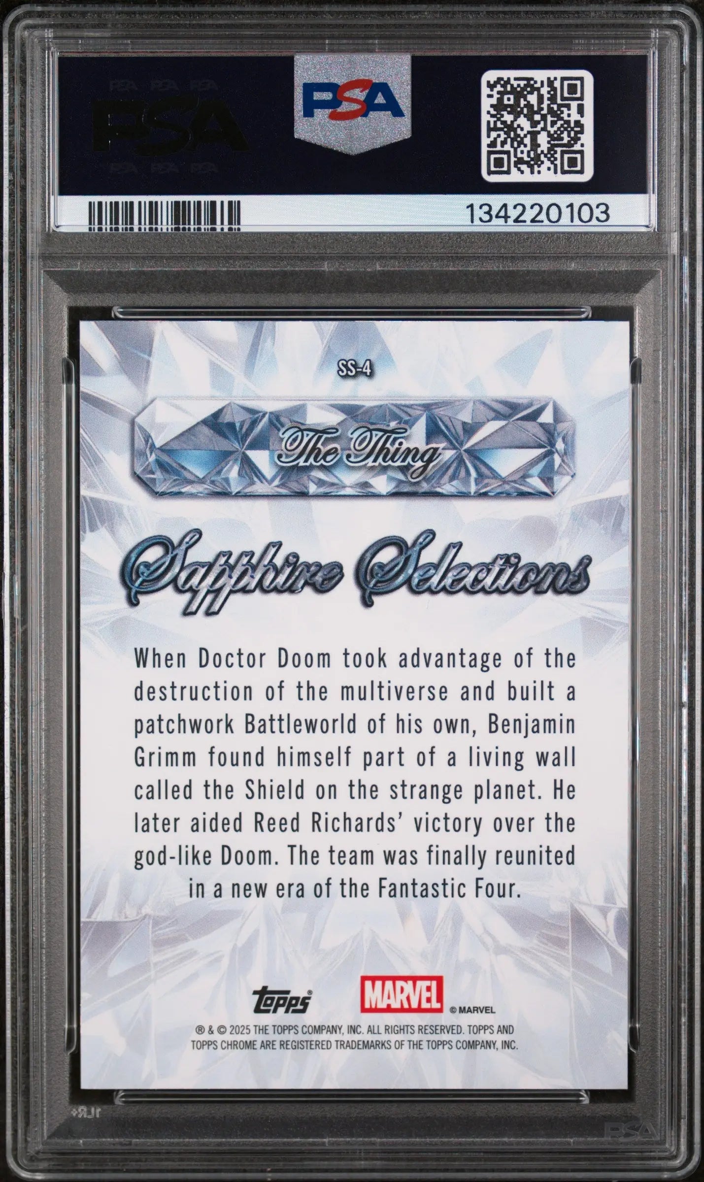 2025 Topps Chrome Marvel Sapphire Edition Sapphire Selections The Thing PSA 10 
