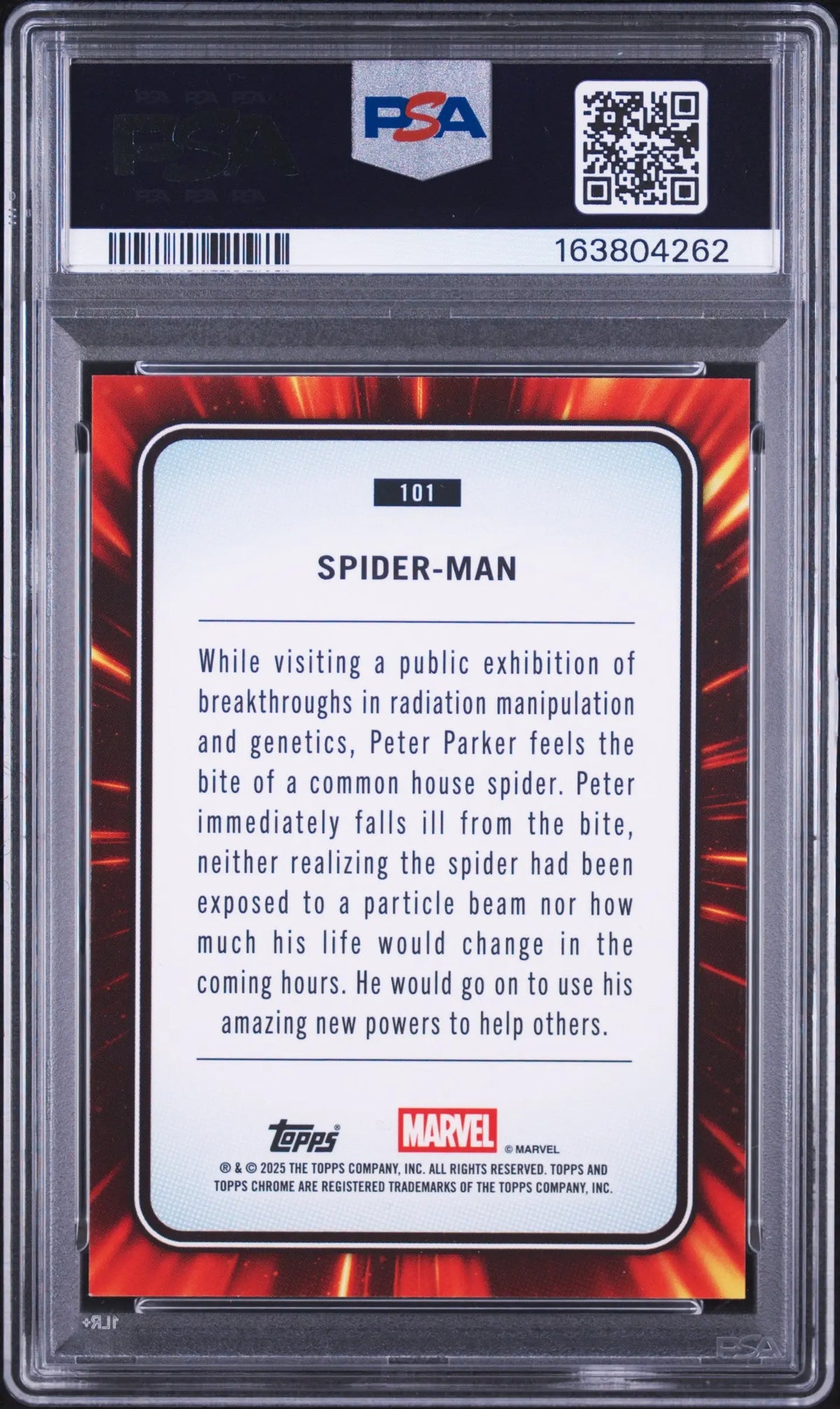 2025 Topps Chrome Marvel Sapphire Edition Spider-Man Gold /50 PSA 9 