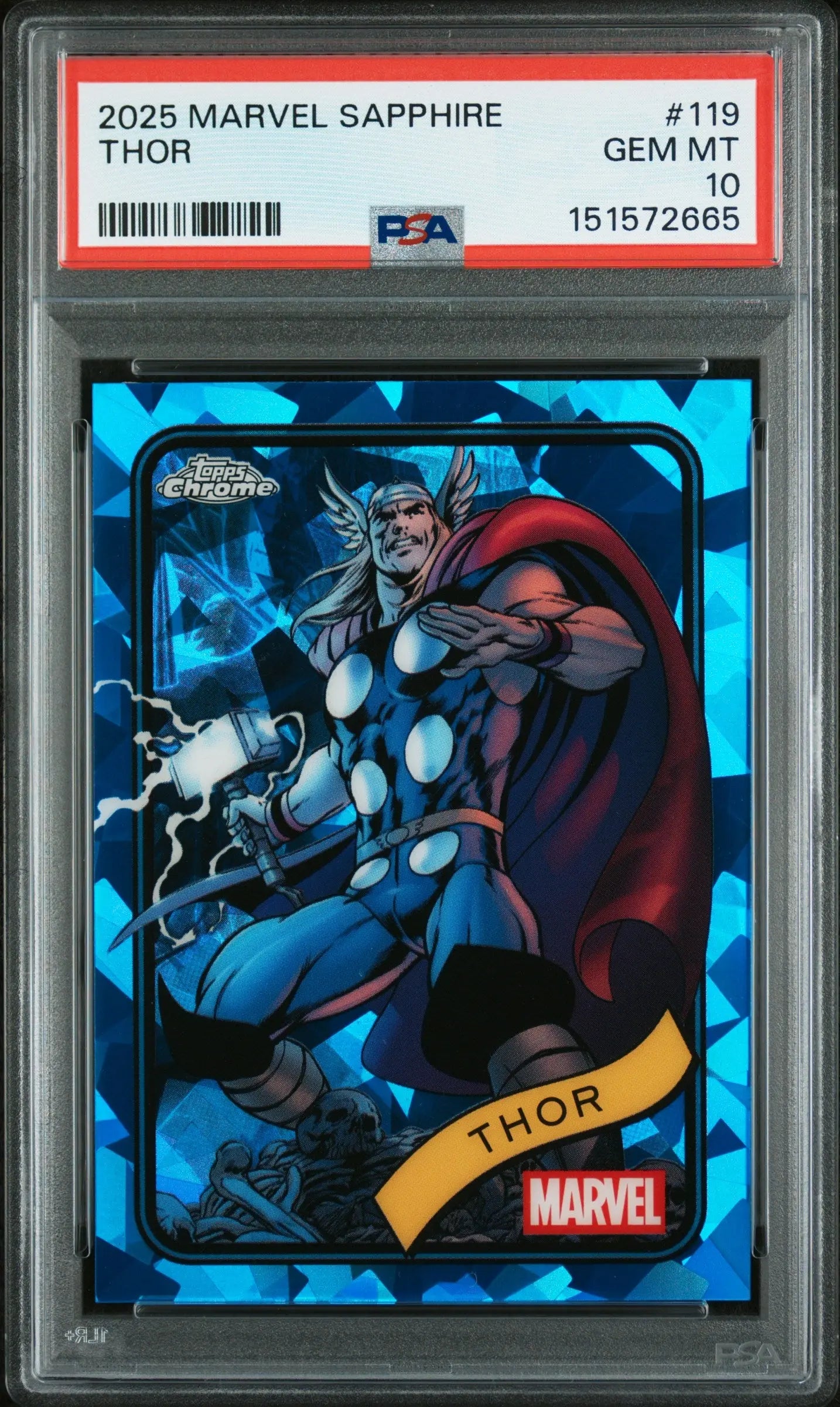 2025 Topps Chrome Marvel Sapphire Edition Thor PSA 10 