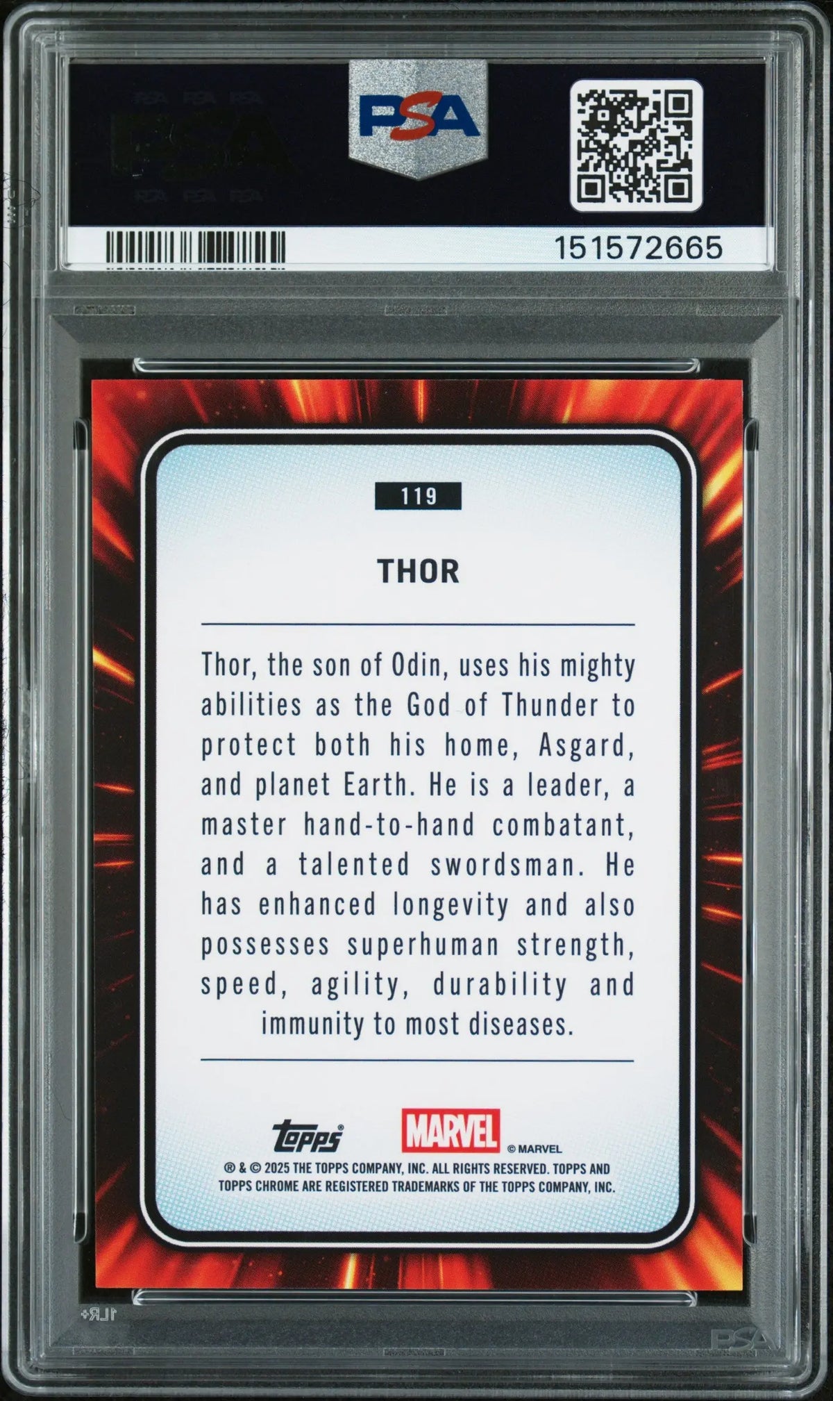 2025 Topps Chrome Marvel Sapphire Edition Thor PSA 10 