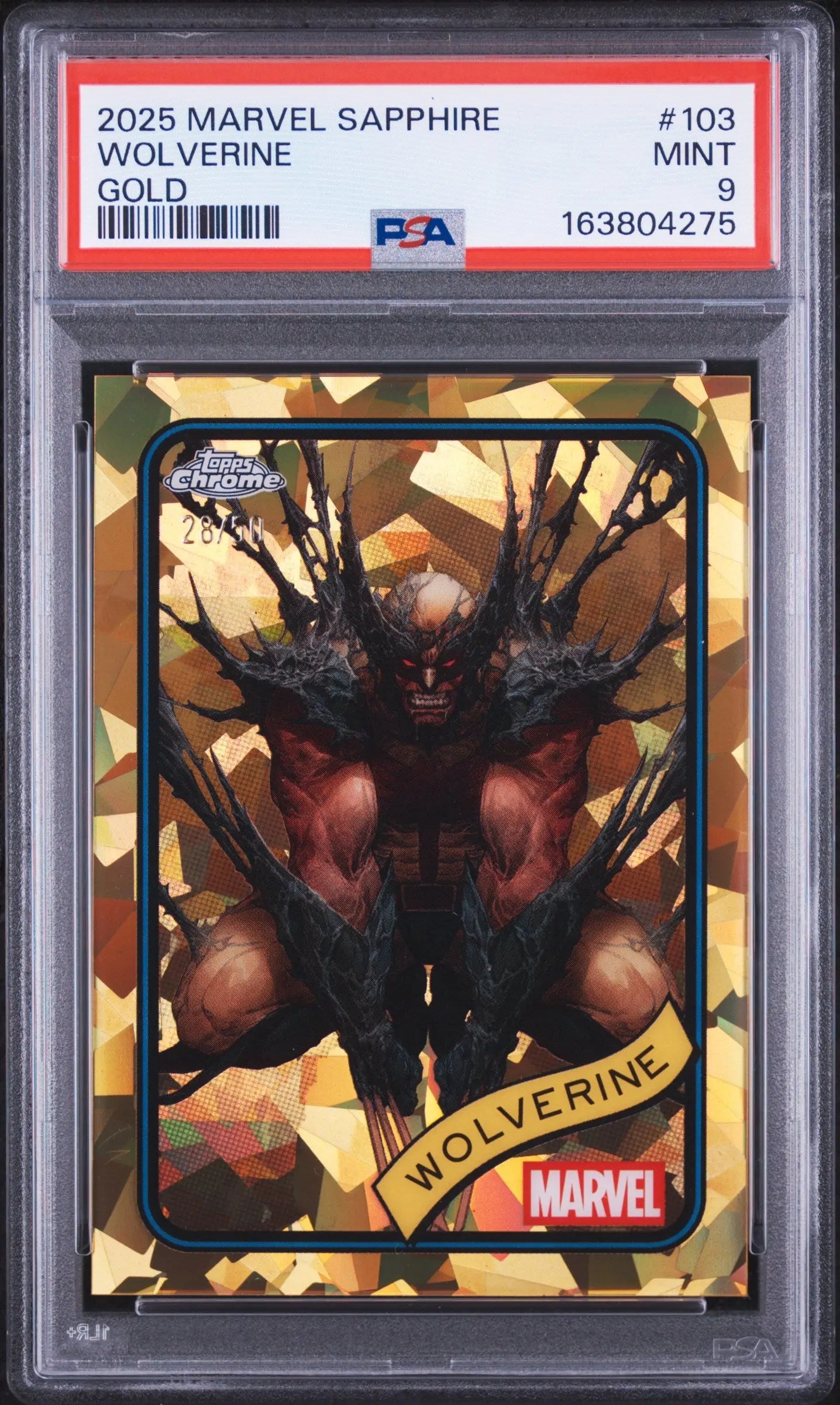 2025 Topps Chrome Marvel Sapphire Edition Wolverine Gold /50 PSA 9 