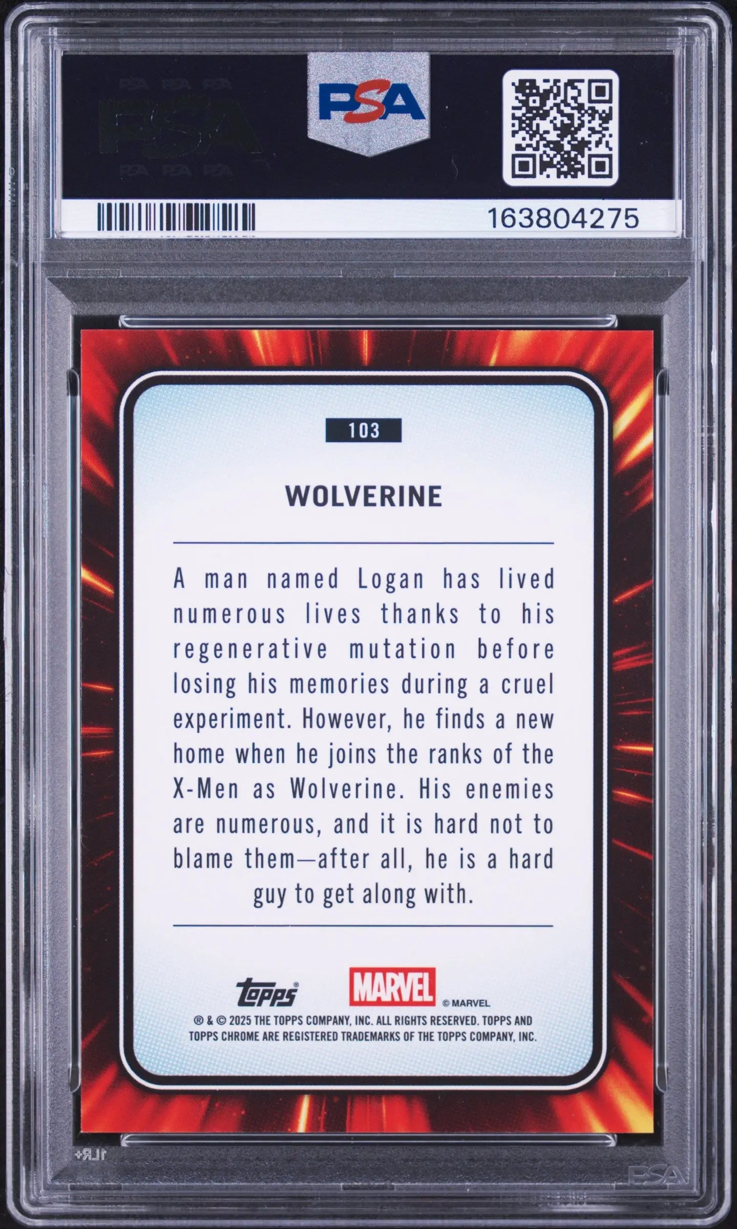 2025 Topps Chrome Marvel Sapphire Edition Wolverine Gold /50 PSA 9 