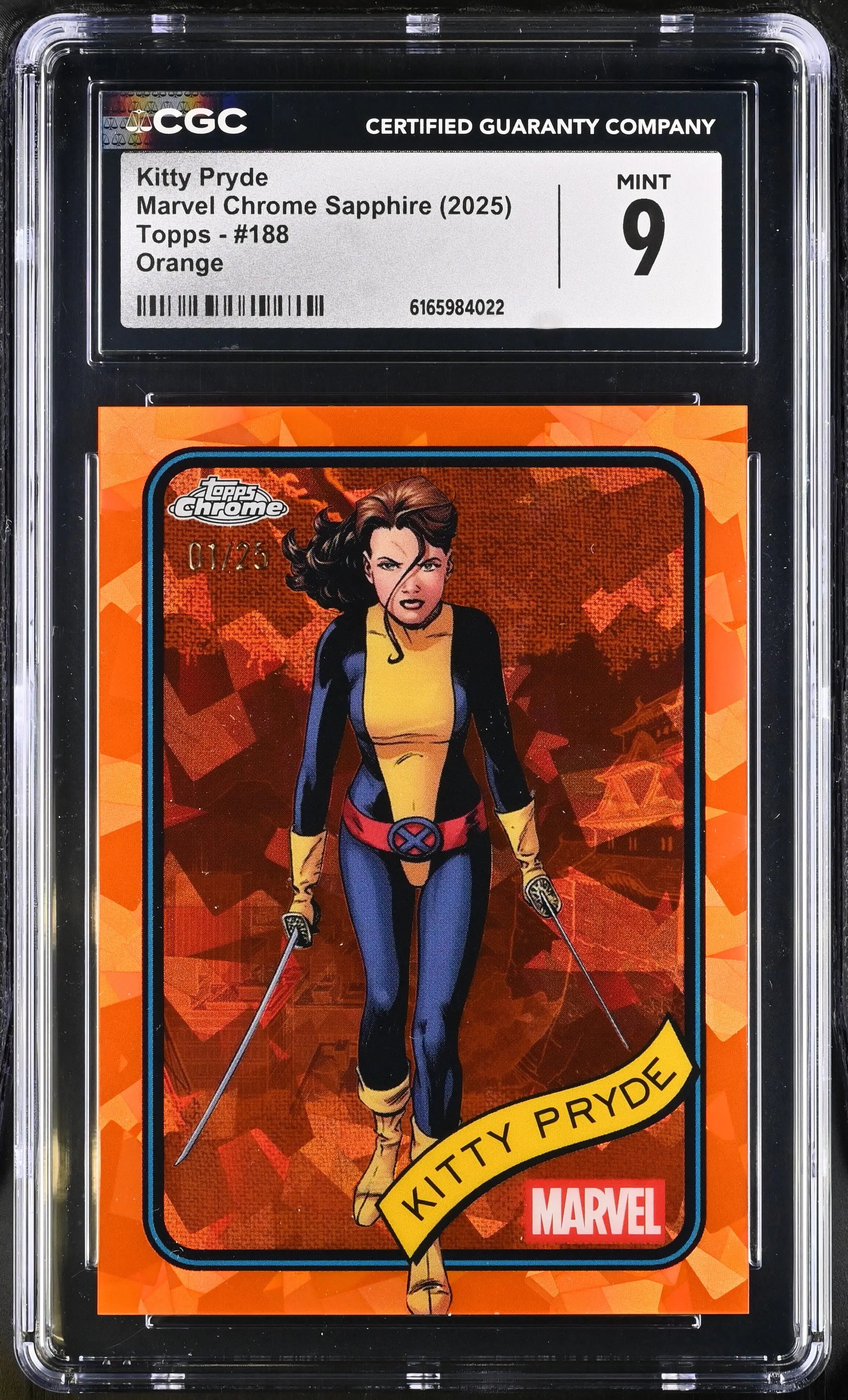 2025 Topps Chrome Marvel Sapphire Kitty Pryde Orange /25 CGC 9 