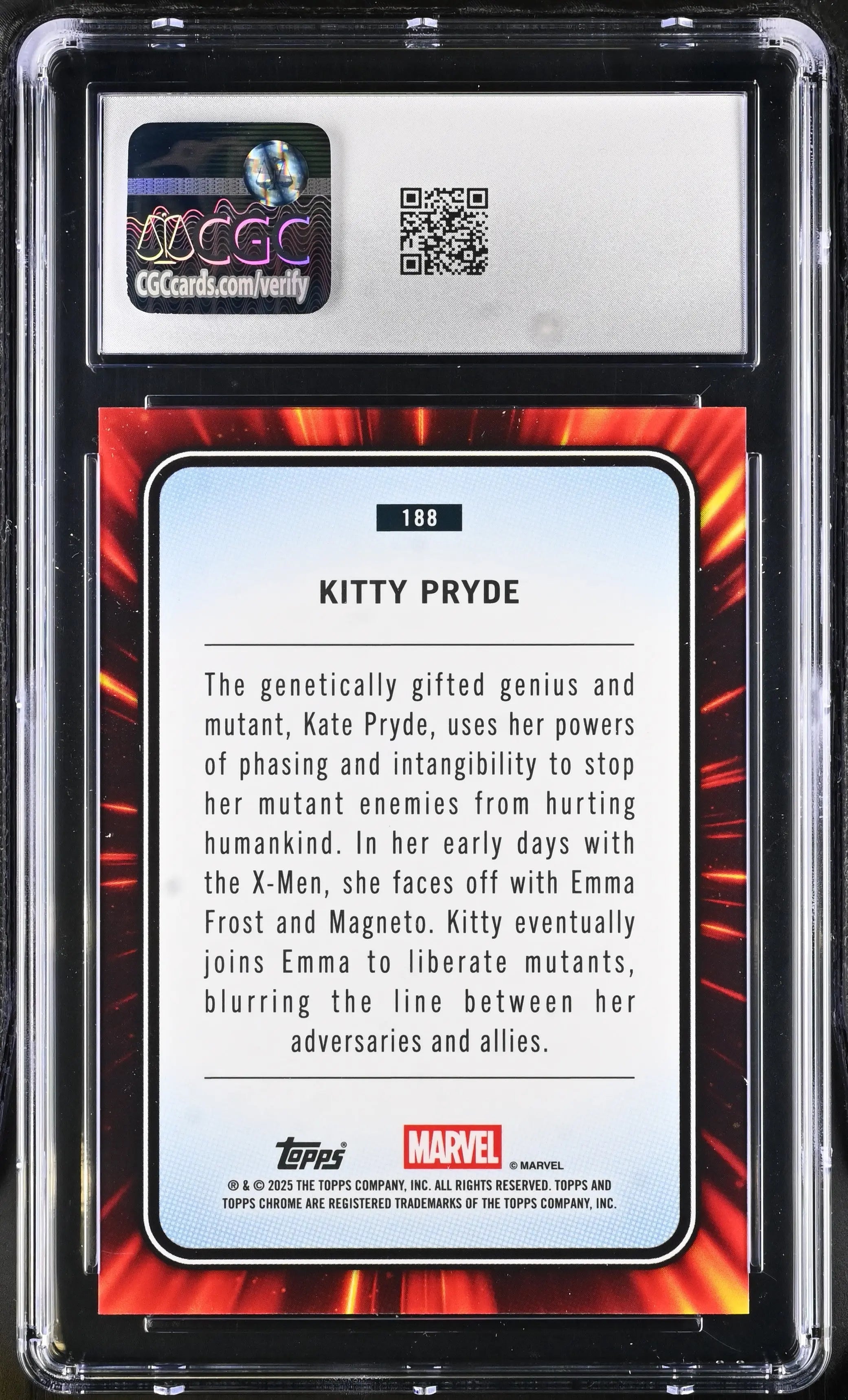 2025 Topps Chrome Marvel Sapphire Kitty Pryde Orange /25 CGC 9 