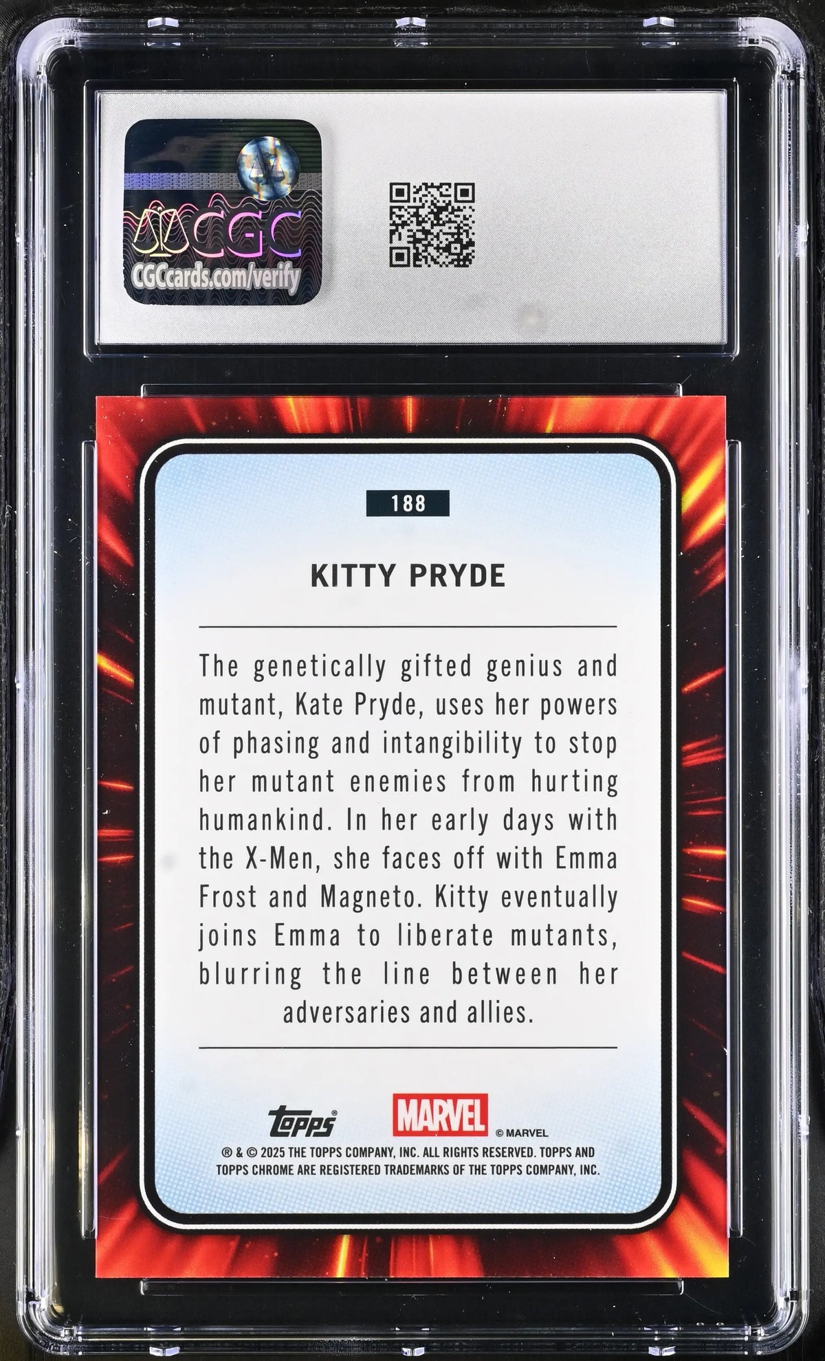 2025 Topps Chrome Marvel Sapphire Kitty Pryde Orange /25 CGC 9 