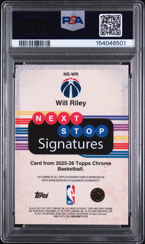 2025 Topps Chrome Next Stop Rookie Autograph Will Riley Red Geometric RC PSA 9 