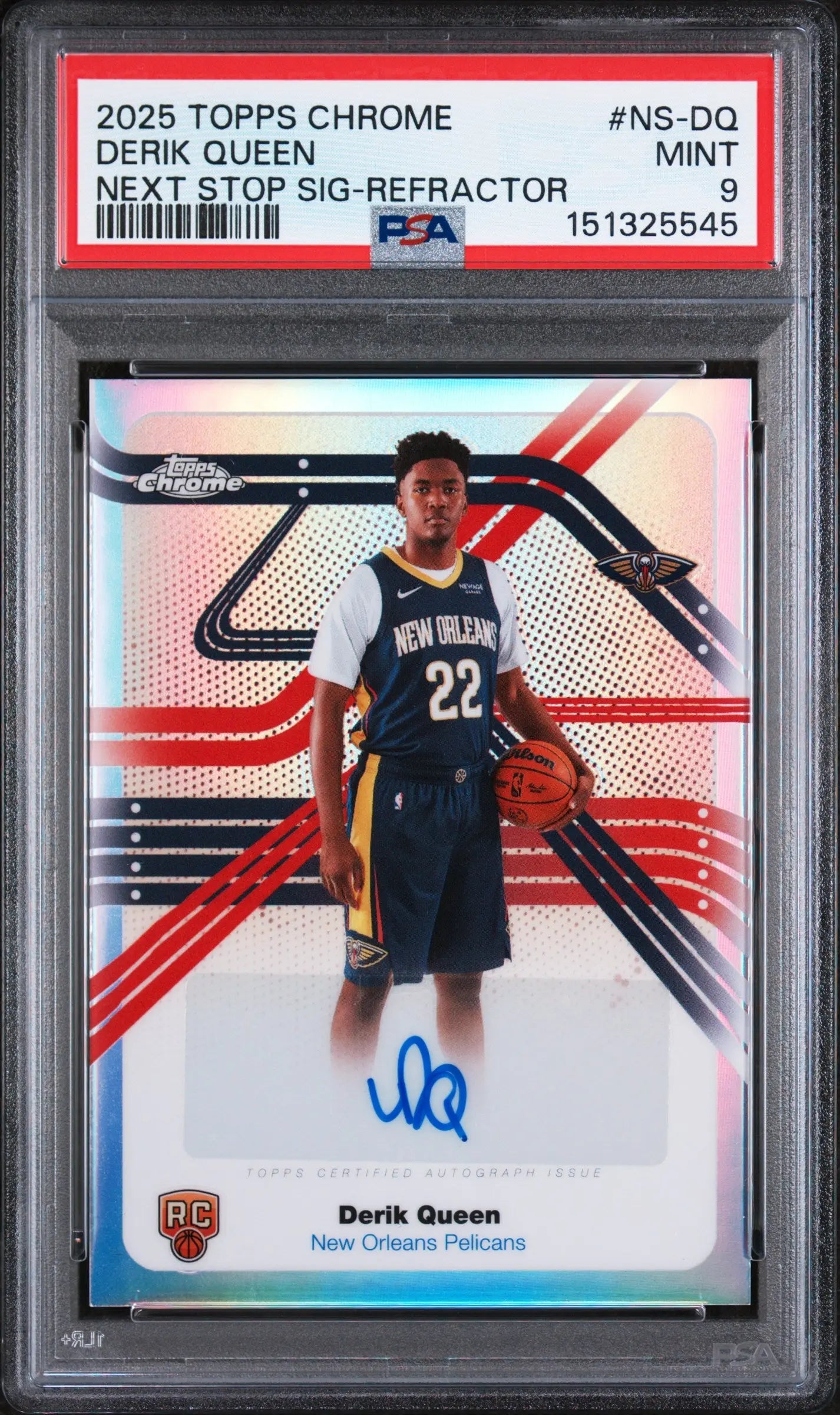 2025 Topps Chrome Next Stop Signatures Autograph Derik Queen Auto Refr. RC PSA 9 