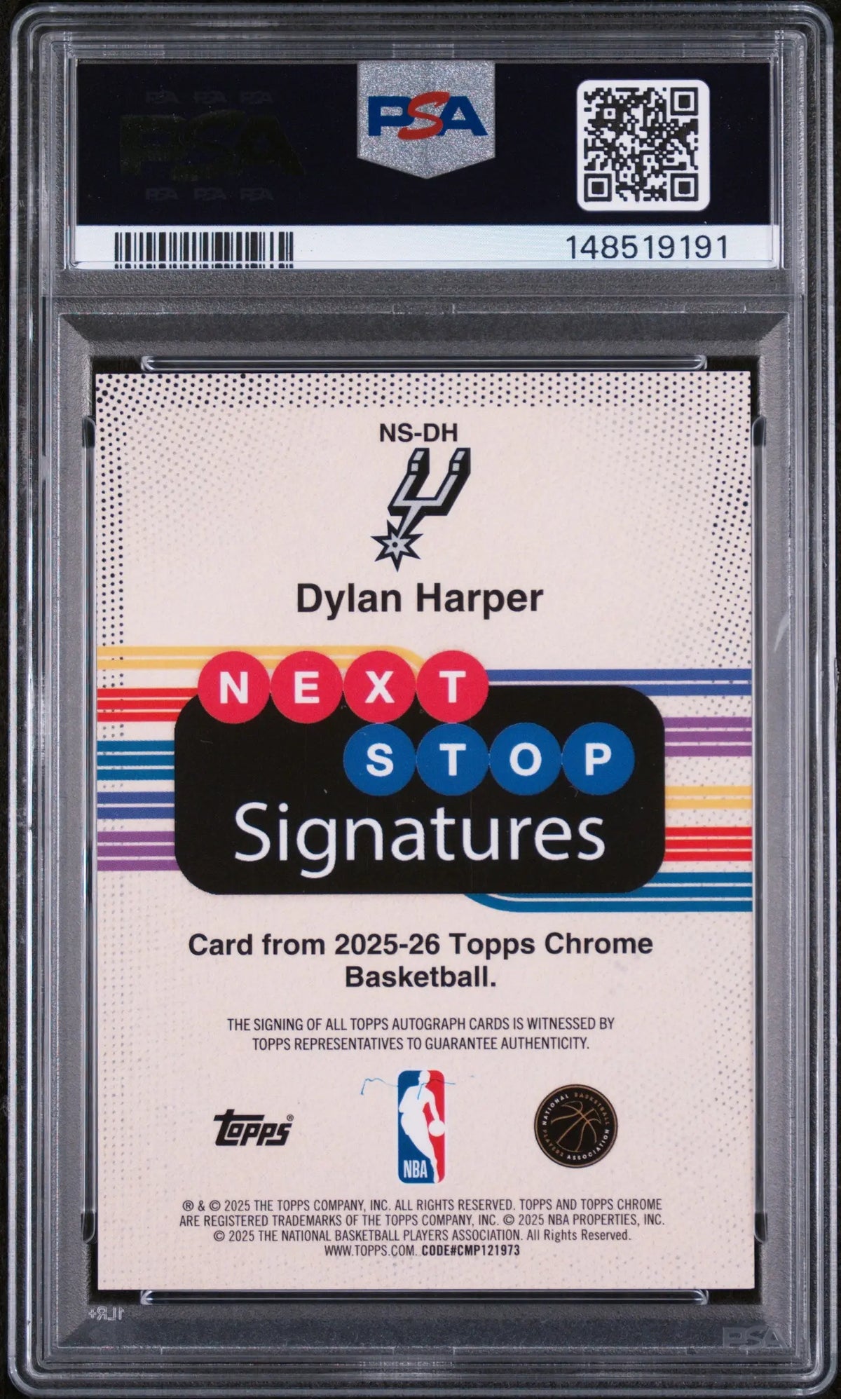 2025 Topps Chrome Next Stop Signatures Dylan Harper Auto Blue Ref PSA 9 /150 