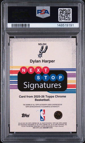 2025 Topps Chrome Next Stop Signatures Dylan Harper Auto Blue Ref PSA 9 /150 