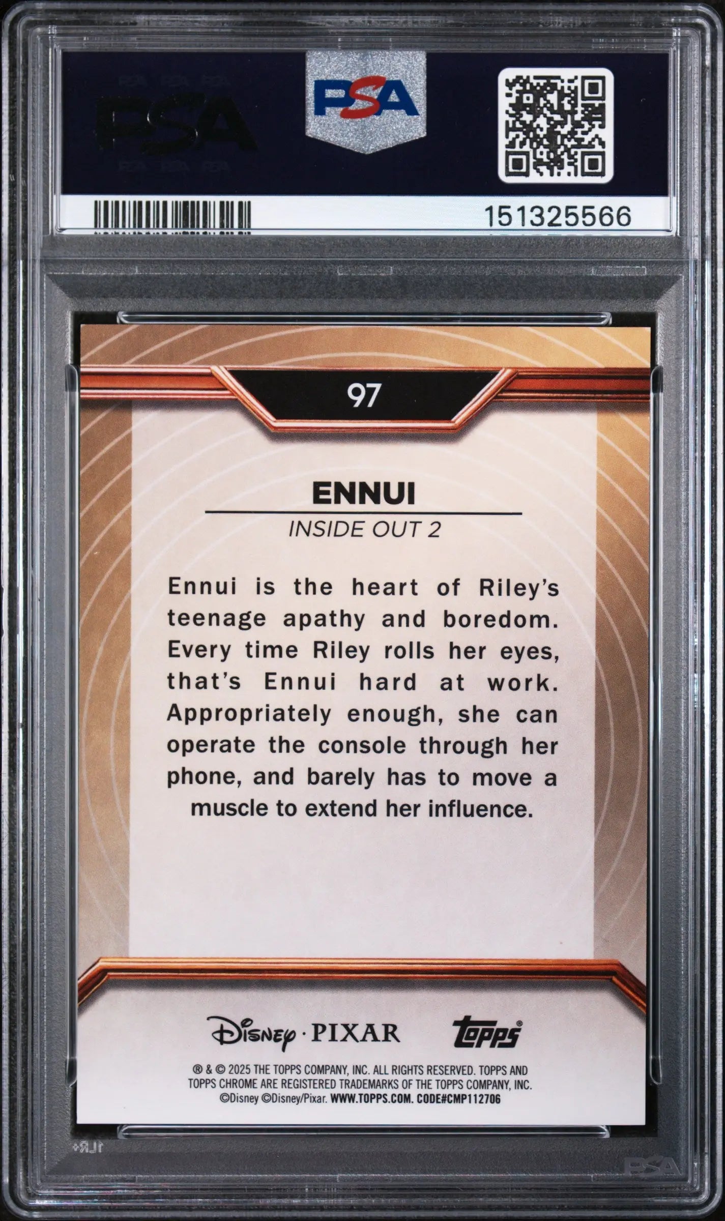 2025 Topps Chrome Pixar Ennui Gold Mini Diamond /50 PSA 10 
