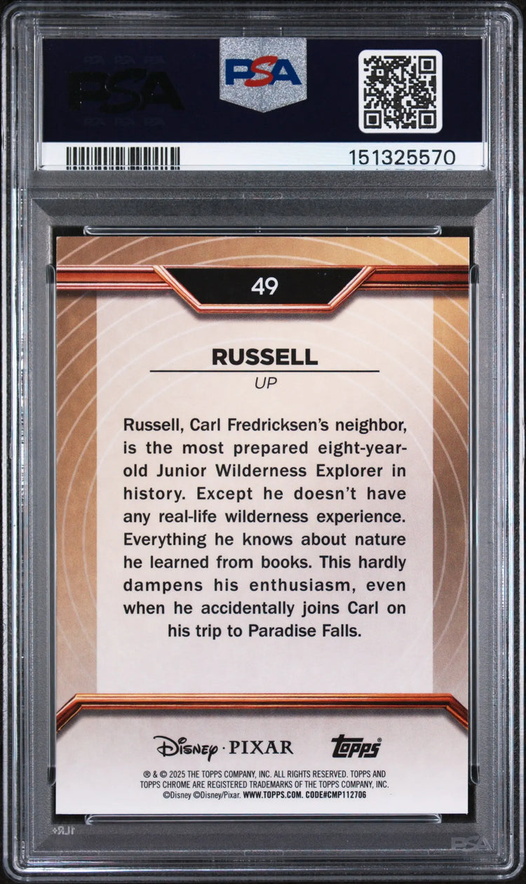 2025 Topps Chrome Pixar Russell Gold Prism /100 PSA 10 