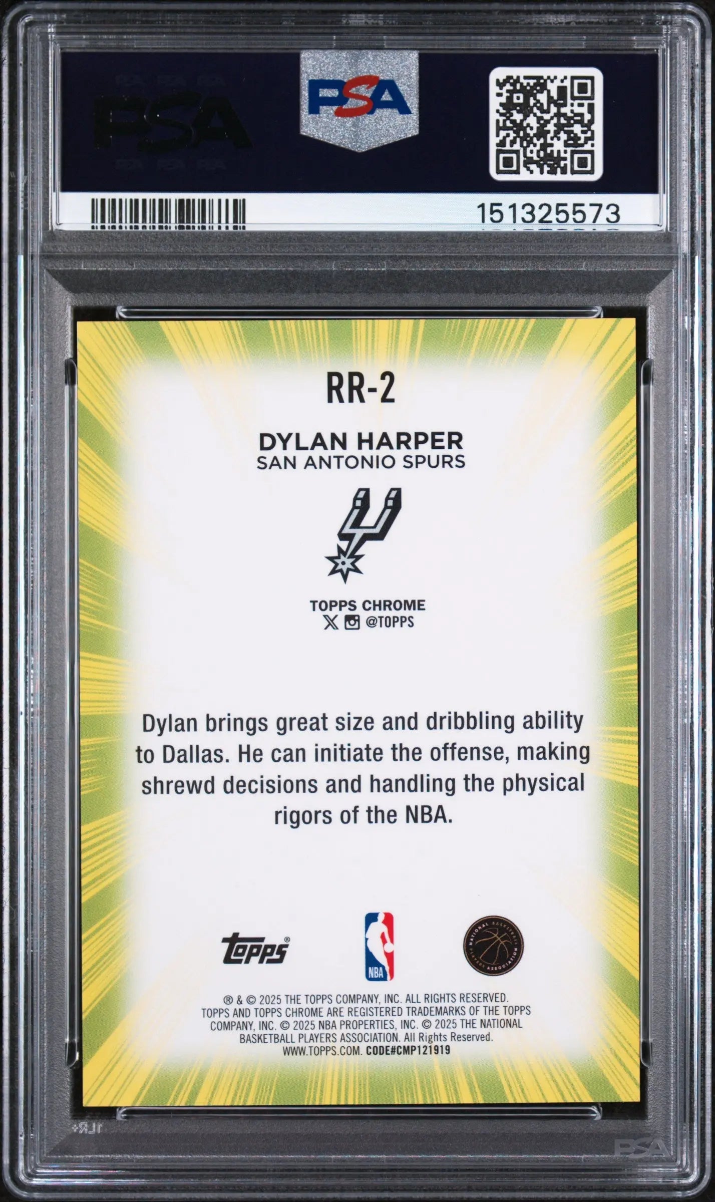 2025 Topps Chrome Radiating Rookies Dylan Harper RC PSA 10 
