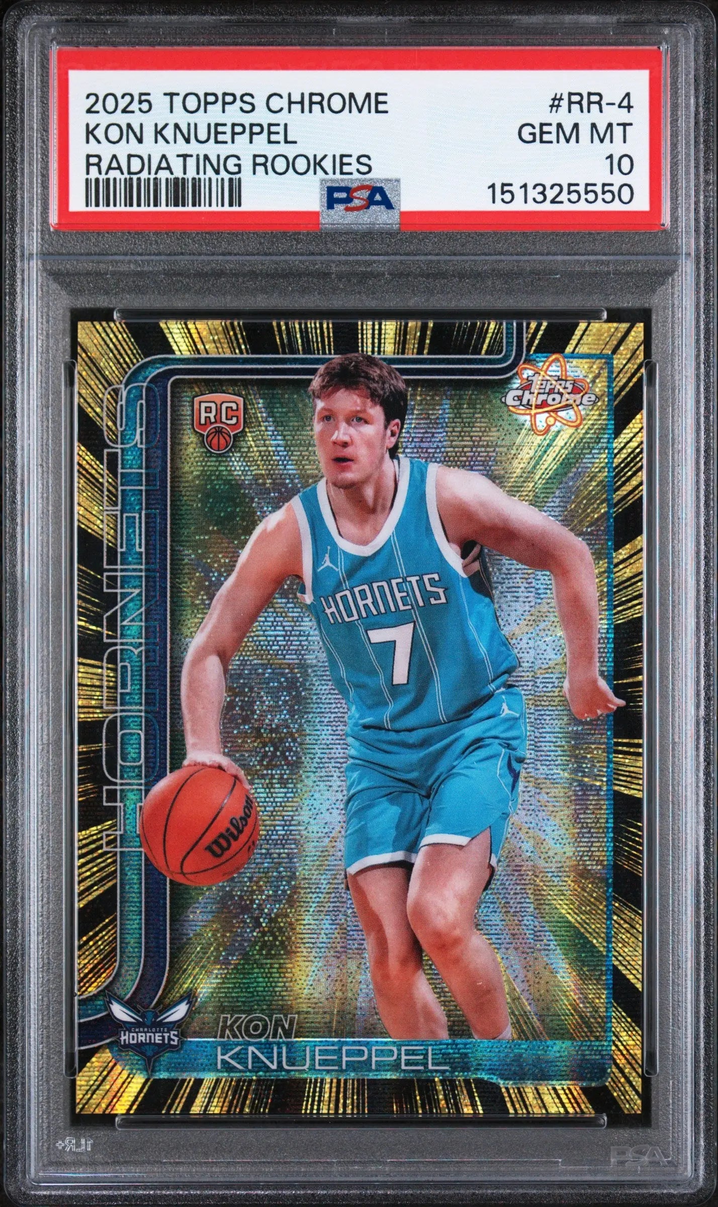 2025 Topps Chrome Radiating Rookies Kon Knueppel RC PSA 10 