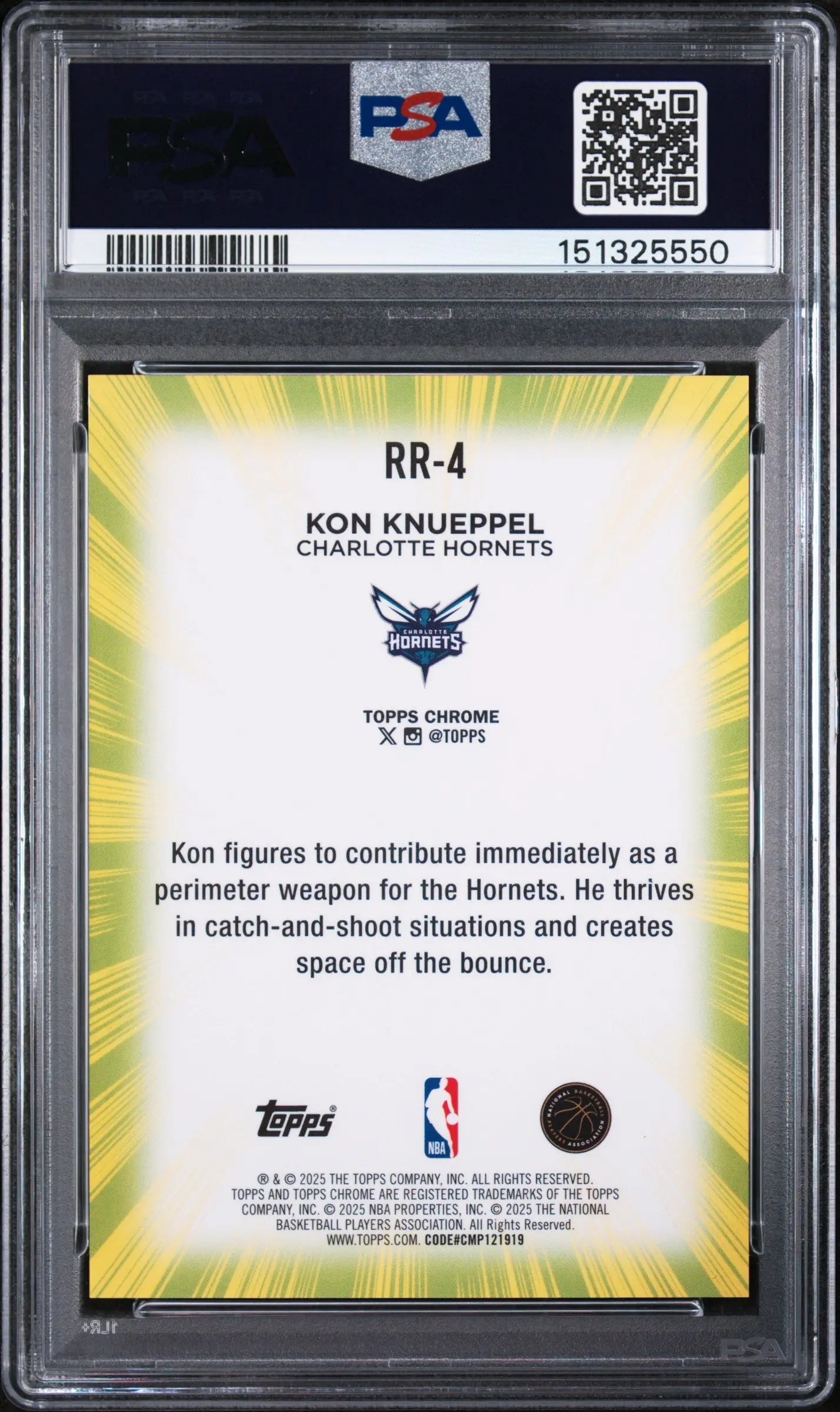 2025 Topps Chrome Radiating Rookies Kon Knueppel RC PSA 10 