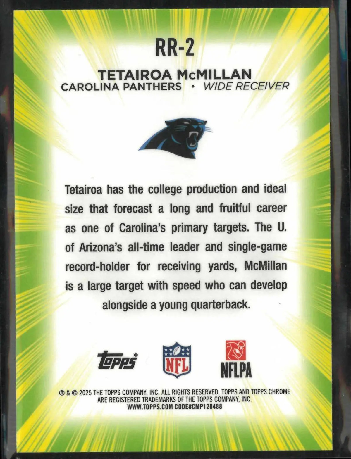 2025 Topps Chrome Radiating Rookies Tetairoa McMillan RC 