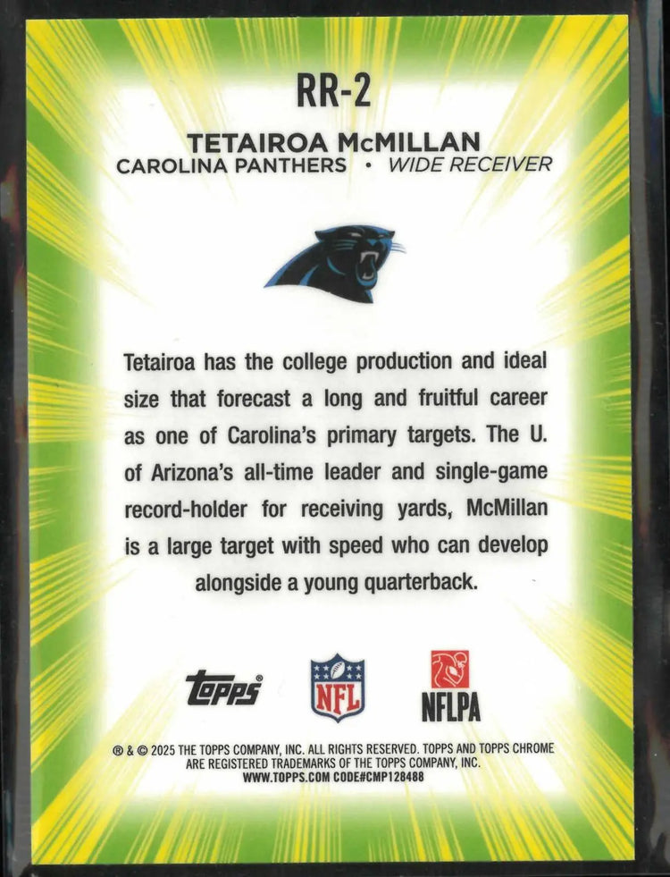 2025 Topps Chrome Radiating Rookies Tetairoa McMillan RC 