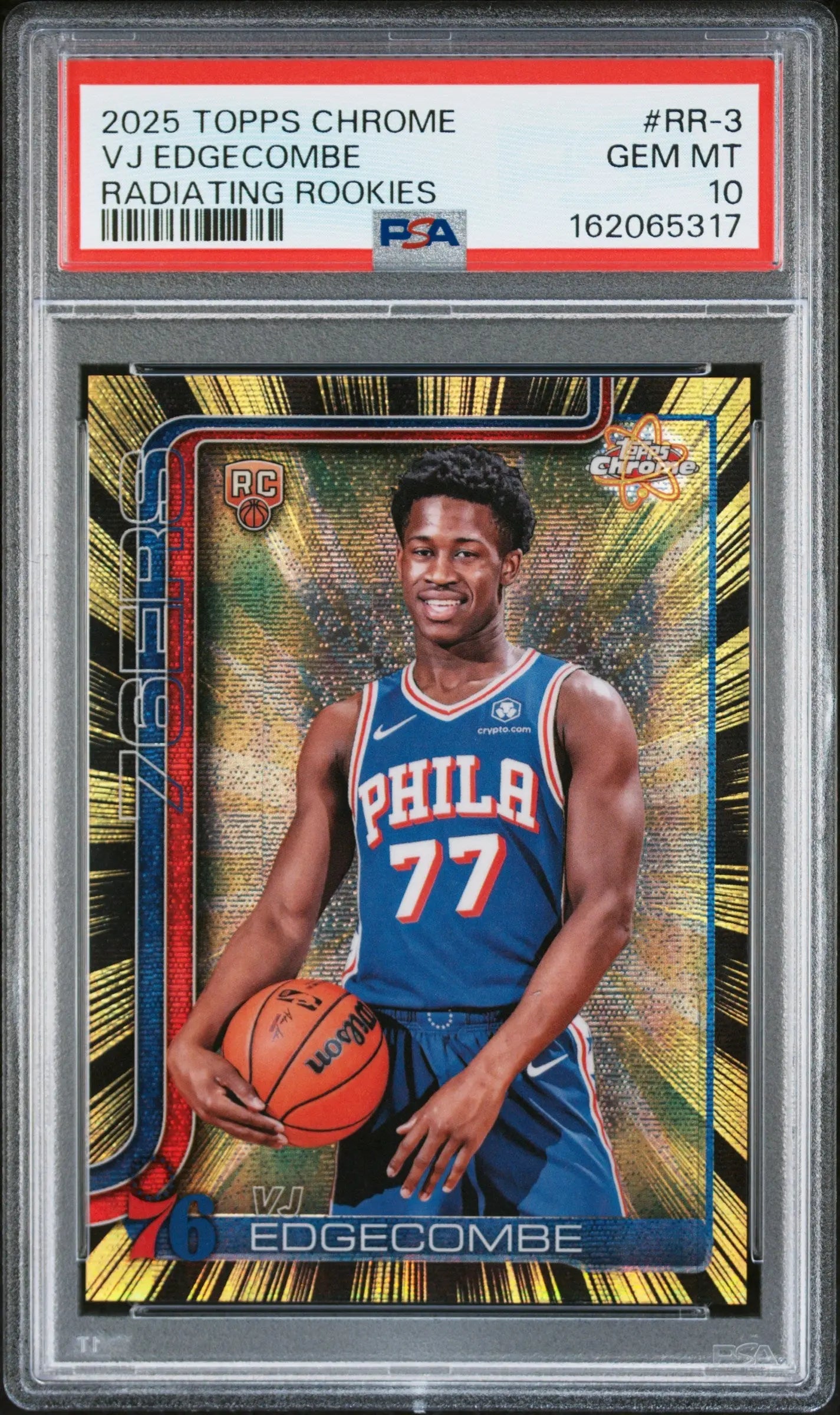 2025 Topps Chrome Radiating Rookies #RR-3 Vj Edgecombe PSA 10 