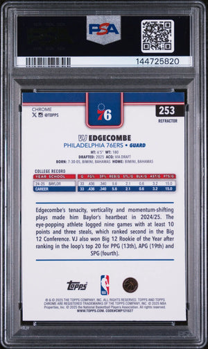 2025 Topps Chrome Refractor Rookie VJ Edgecombe #253 PSA 8 